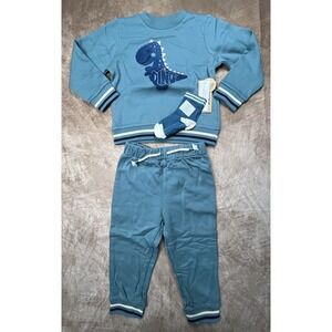 Green Sweat Suit With Dino And Matching Socks Is Size 24 Months By Wonder Luxe